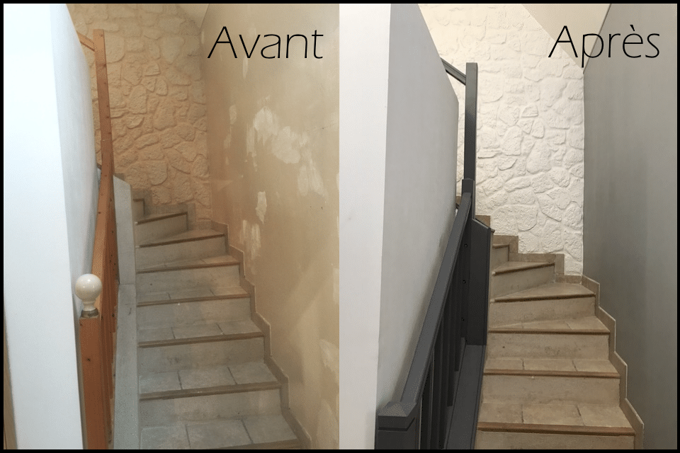 Peinture d'une rambarde d'escalier