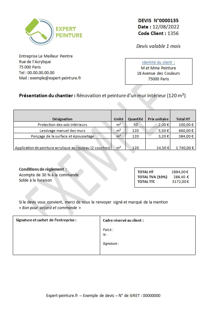 Exemple Devis Peinture Conseils Et Devis En Peinture